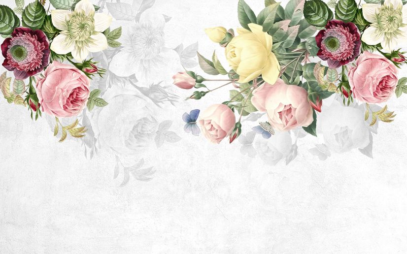 Bohemian Clematis Floral Bouqet Wallpaper Mural