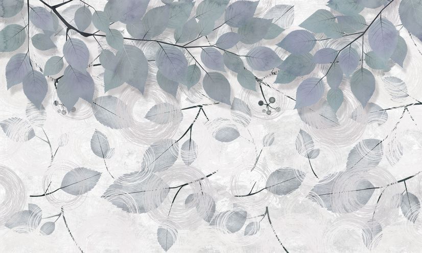 Nordic Tree Branch Leaves Wallpaper Mural