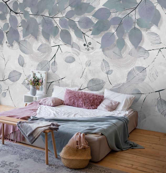 Nordic Tree Branch Leaves Wallpaper Mural