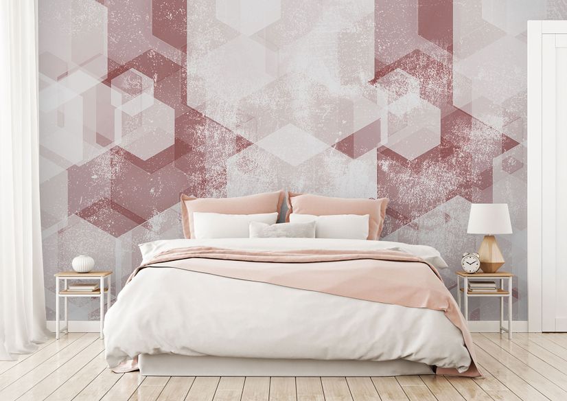 Abstract Pink Geometric Pattern Wallpaper Mural
