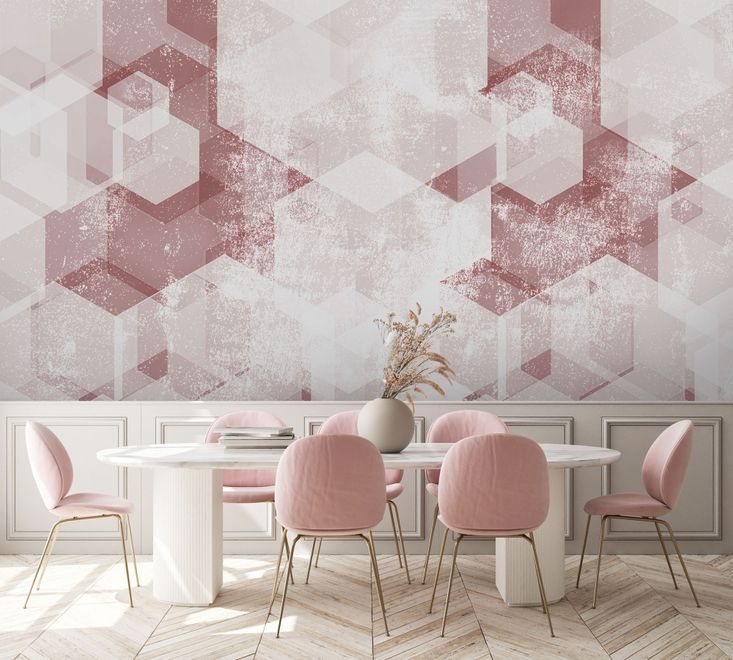 Abstract Pink Geometric Pattern Wallpaper Mural