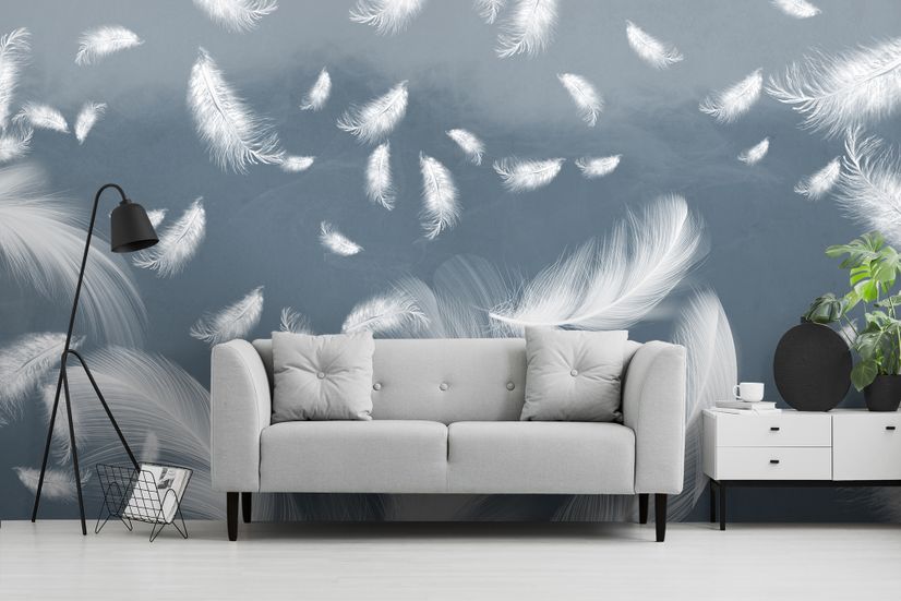 Blue Feathers Wallpaper Mural