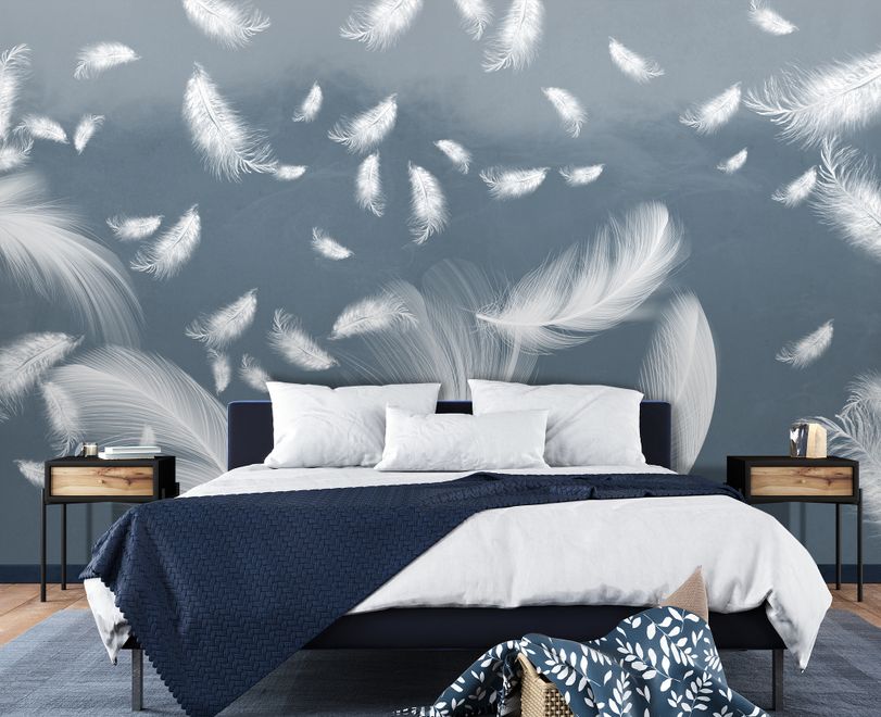 Blue Feathers Wallpaper Mural
