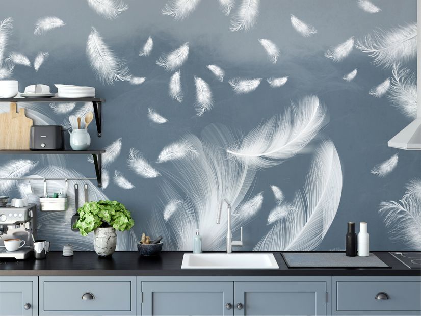 Blue Feathers Wallpaper Mural