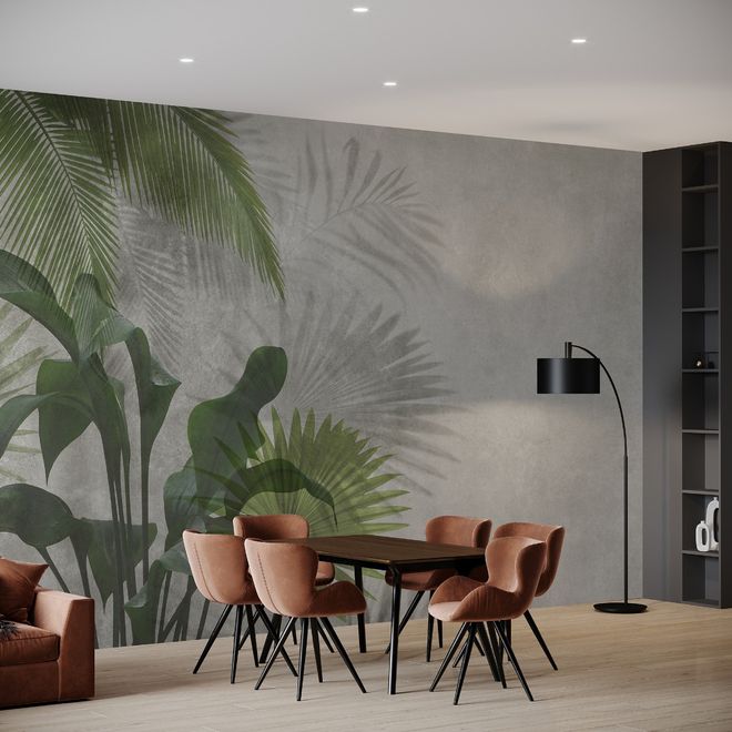 Tropical Green Palm Leaves Wallpaper Mural