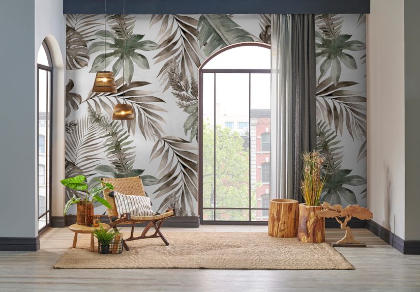 Vintage Banana and Palm Leaves Wallpaper Mural