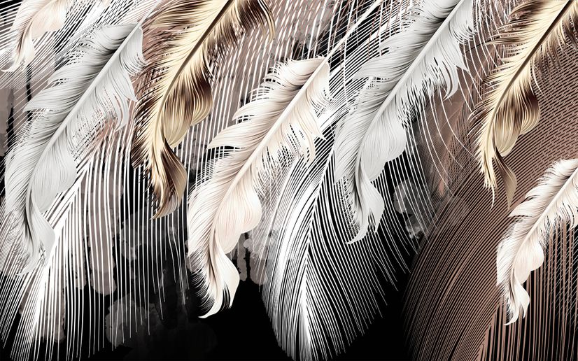 Nordic Light Feathers Wallpaper Mural