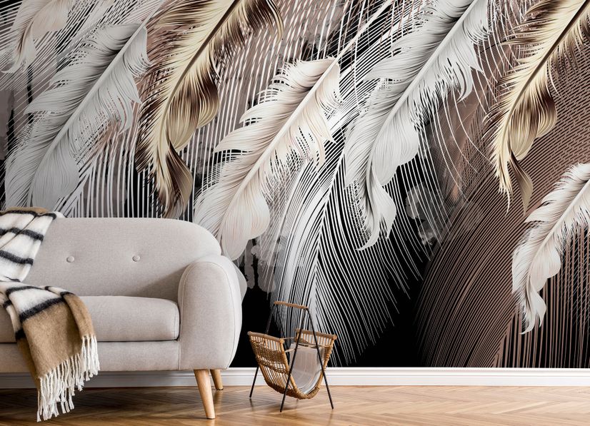 Nordic Light Feathers Wallpaper Mural