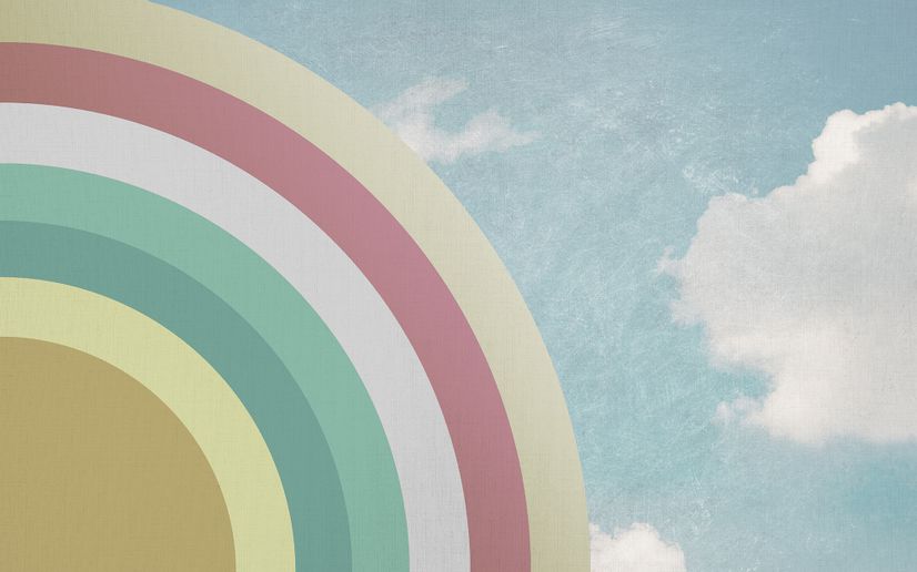 Kids Watercolor Sky and Rainbow Wallpaper Mural