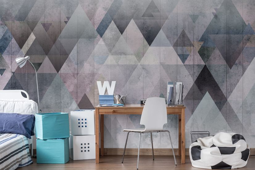 Watercolor Geometric Triangle Pattern Wallpaper Mural