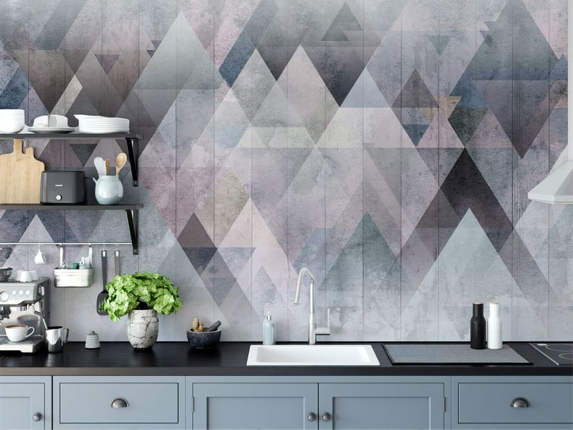 Watercolor Geometric Triangle Pattern Wallpaper Mural