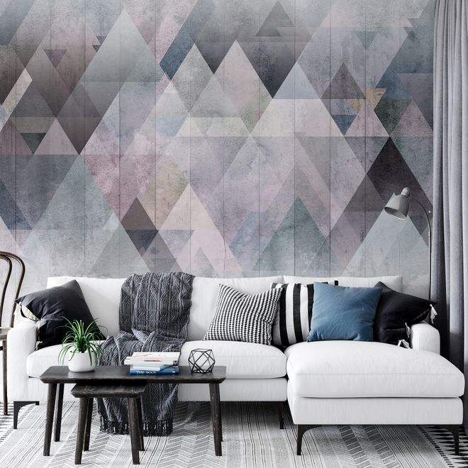 Watercolor Geometric Triangle Pattern Wallpaper Mural