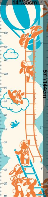 Kids Growth Chart With Hot Air Balloon Wall Decal Sticker