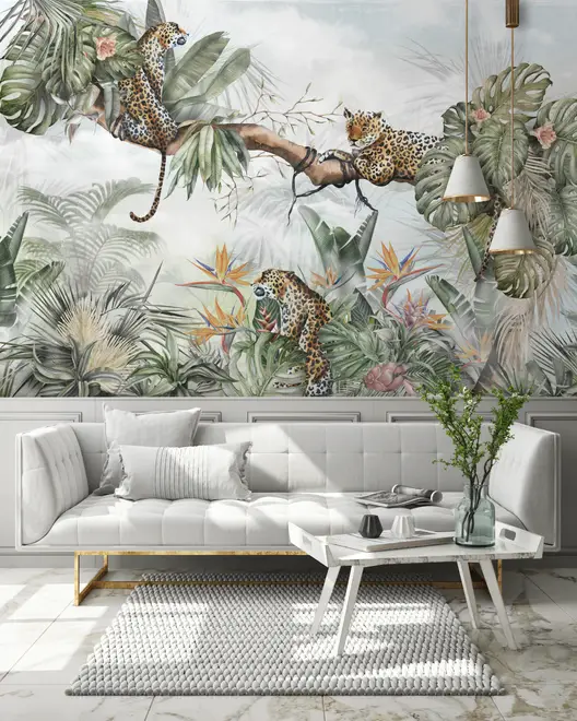 Wallpaper, Eco-Friendly Tropical Leopard Leaf Wallpaper