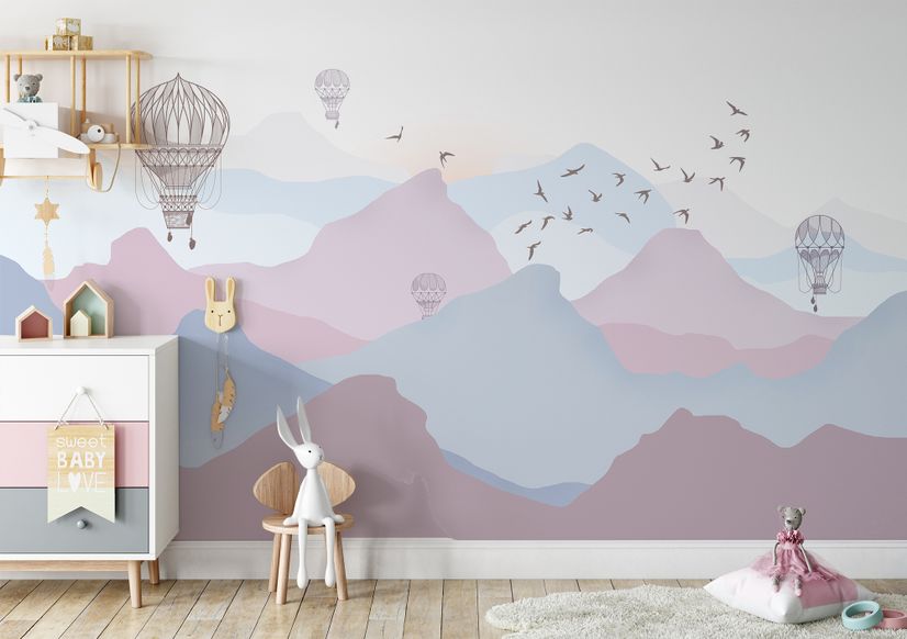 Misty Mountain Landscape and Sunrise Wallpaper Mural