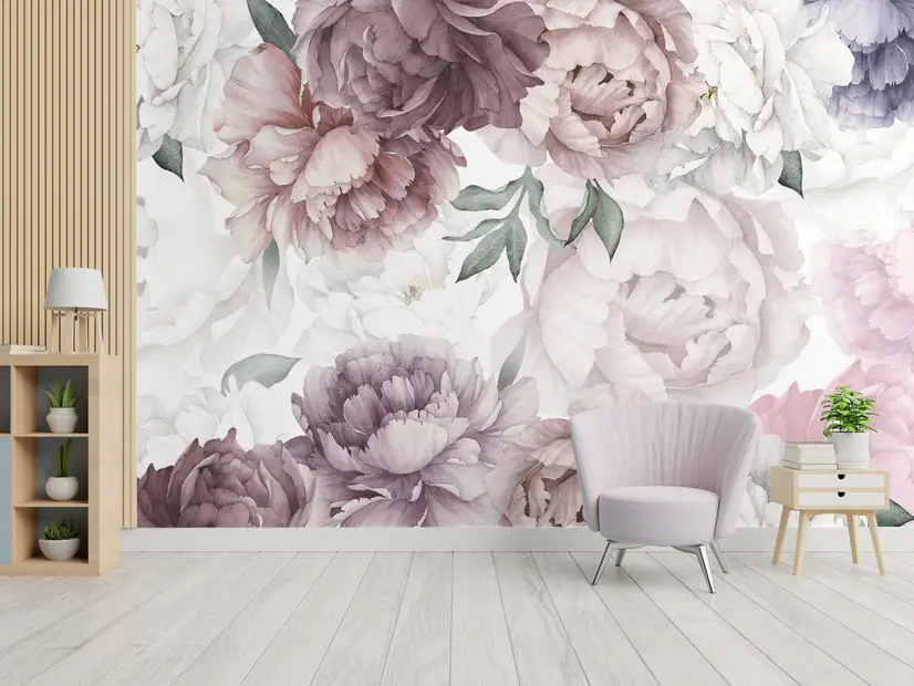 Soft Peony Nursery Floral Wallpaper Mural