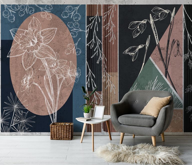 Abstract Floral Art Wallpaper Mural