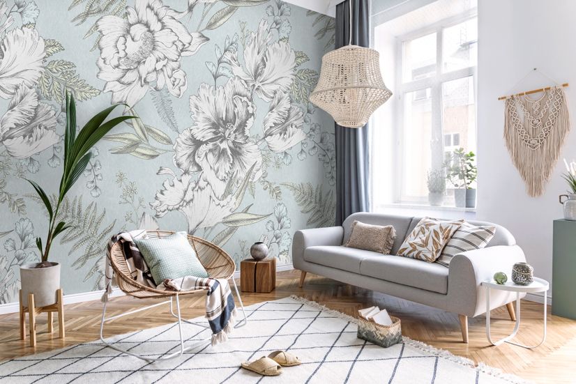 Drawing Floral Bouquet Art Wallpaper Mural