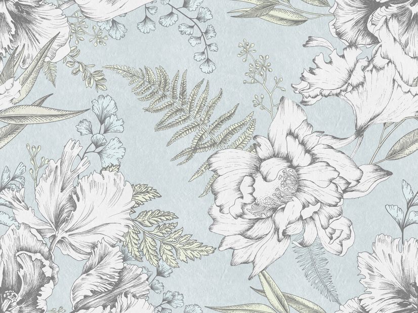 Drawing Floral Bouquet Art Wallpaper Mural