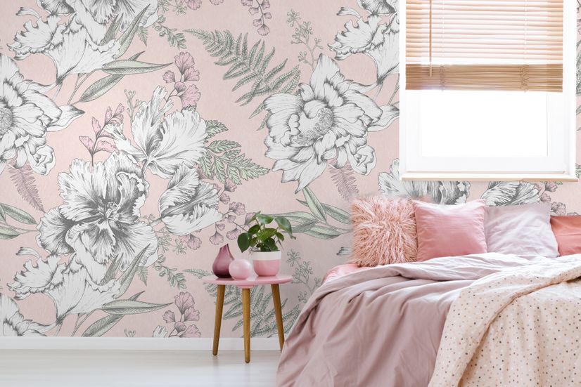 Drawing Floral Bouquet Art Wallpaper Mural