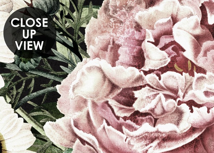 Dark Botanical Soft Floral Wallpaper Mural