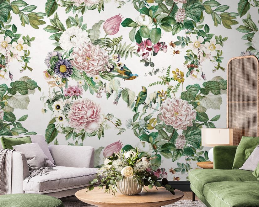 Dark Botanical Soft Floral Wallpaper Mural