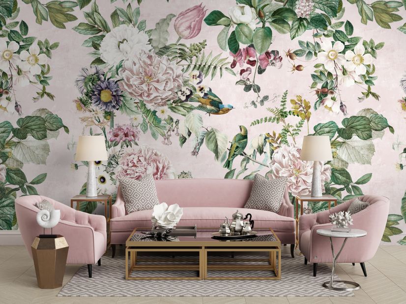 Dark Botanical Soft Floral Wallpaper Mural