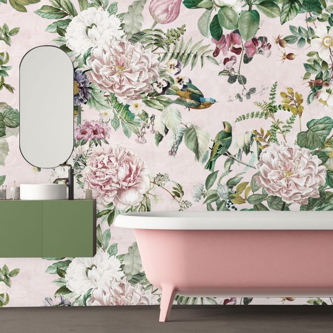 Dark Botanical Soft Floral Wallpaper Mural