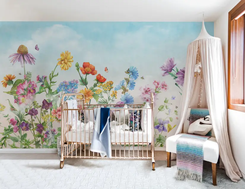 Cute Kids Nursery Floral Garden Wallpaper Mural