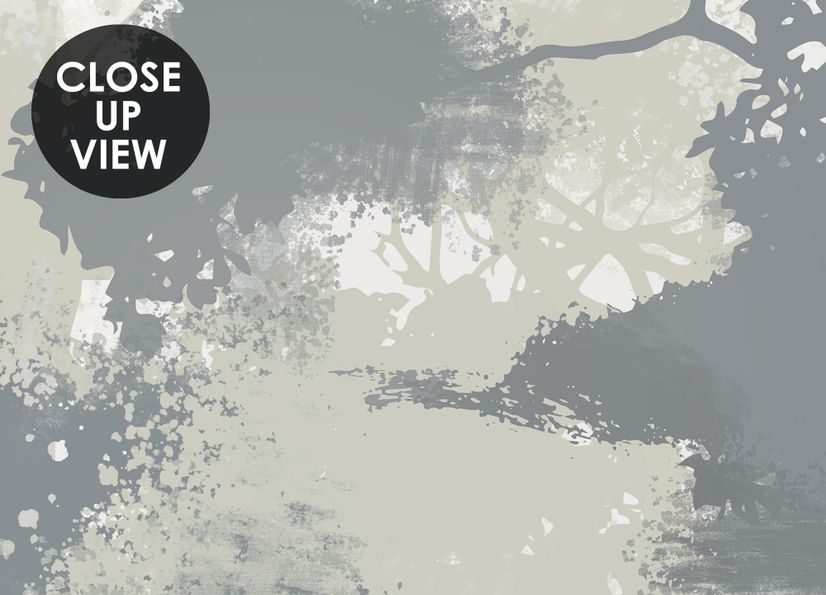 Monochrome Forest Silhouette Landscape Wallpaper Mural