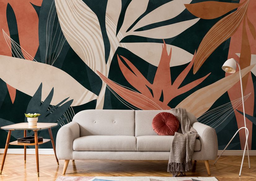Tropical Foliage Leaves Art Wallpaper Mural