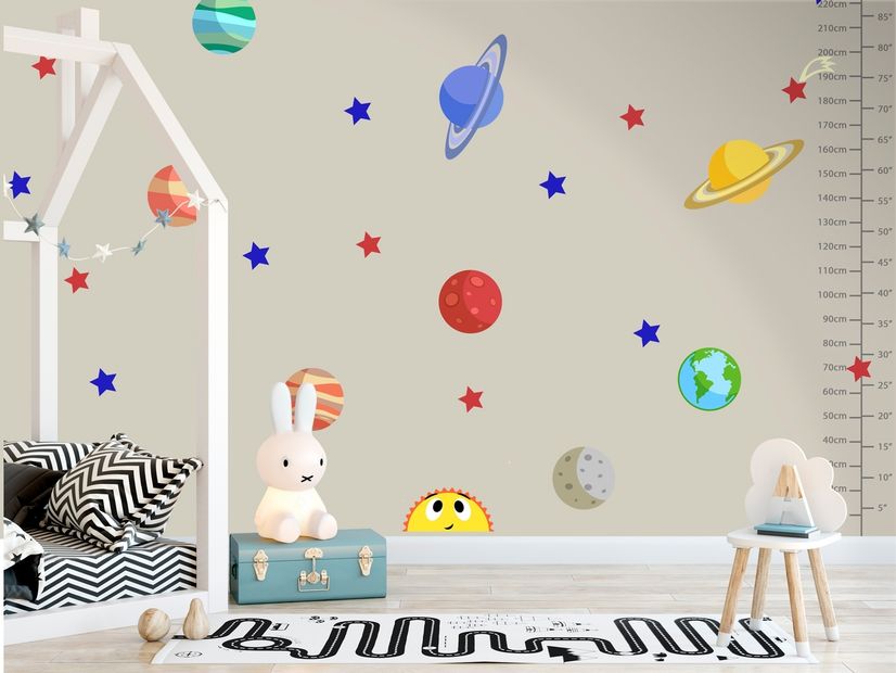 Nursery Cute Rabbit on the Crescent Moon and Yellow Stars Wall Decal Sticker  • Wallmur®