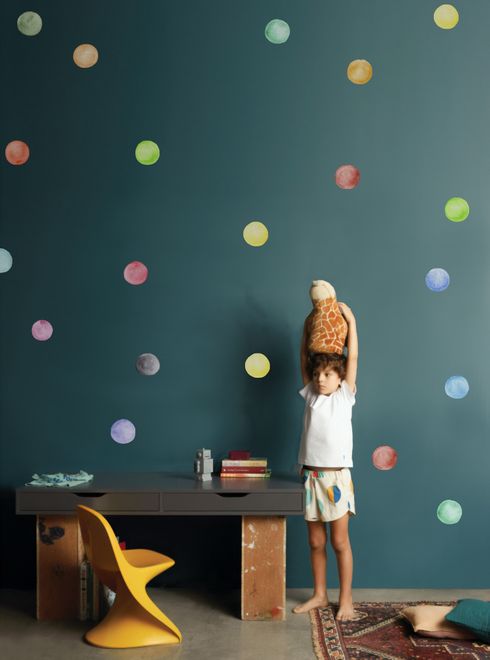 Kids Watercolor Colorful Polka Dots Wall Decal Sticker