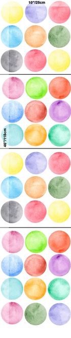 Kids Watercolor Colorful Polka Dots Wall Decal Sticker