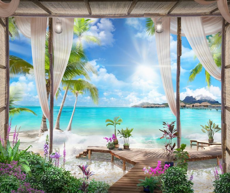 Buy Sunrise Seaside Wallpaper Beach Sea Ocean 3d Wave Nature Peel Online in  India - Etsy