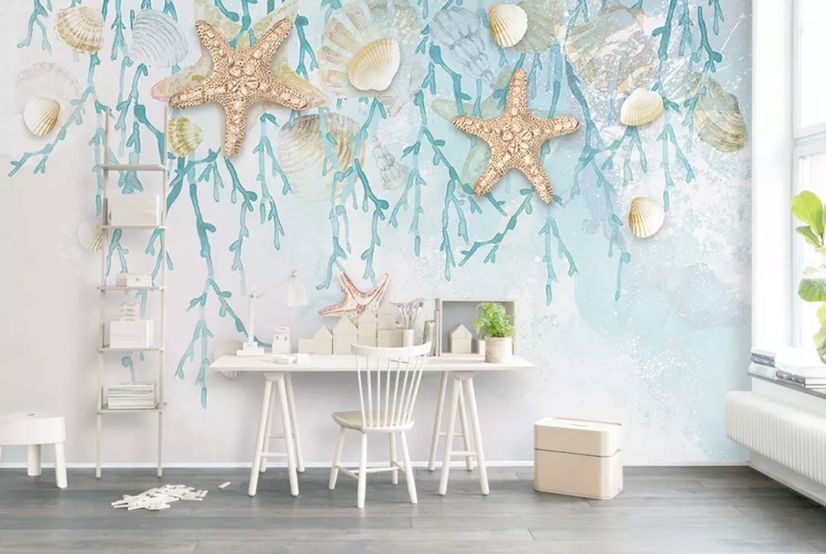 Undersea with Starfish Wallpaper Mural