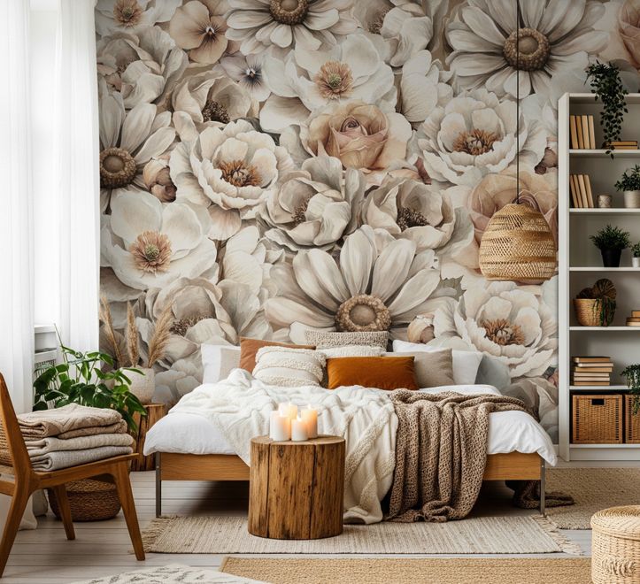 Romantic Garden Bloom Floral Wallpaper