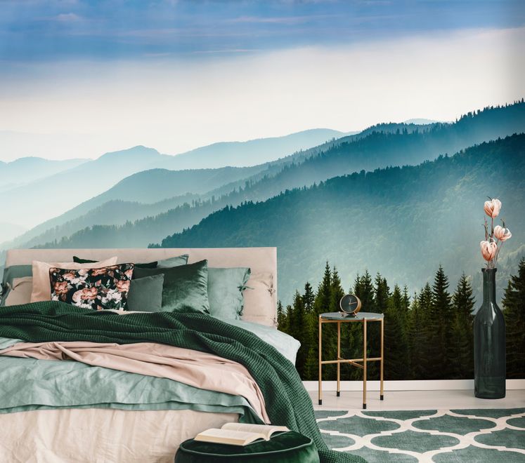 Foggy Mountains Landscape Wallpaper Mural