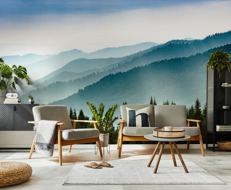 Foggy Mountains Landscape Wallpaper Mural