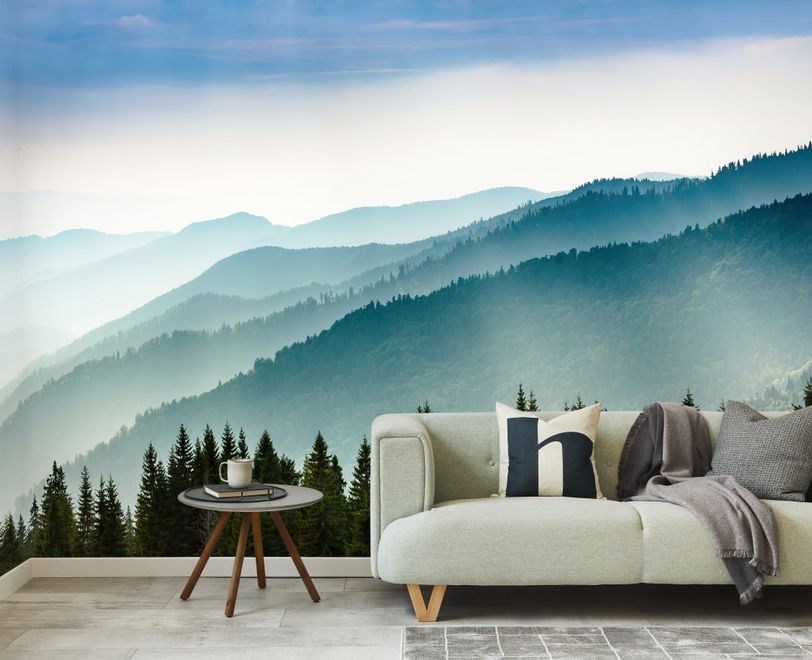 Foggy Mountains Landscape Wallpaper Mural
