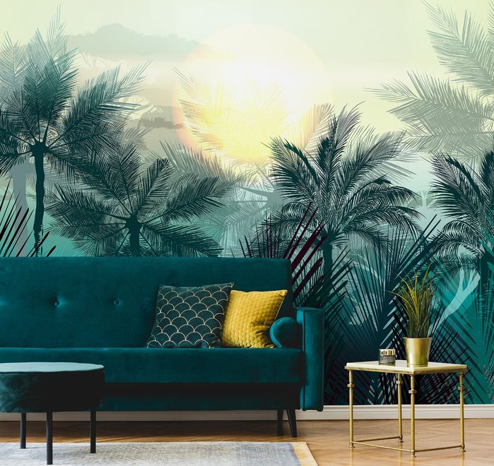Tropical Palm Trees and Sunlight Wallpaper Mural