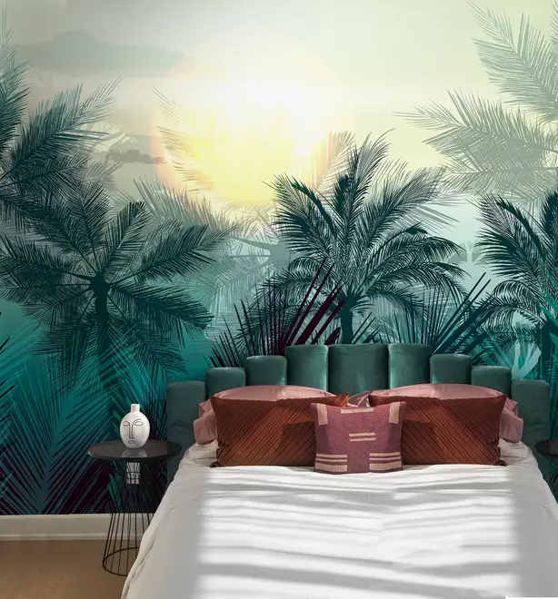 Tropical Palm Trees and Sunlight Wallpaper Mural