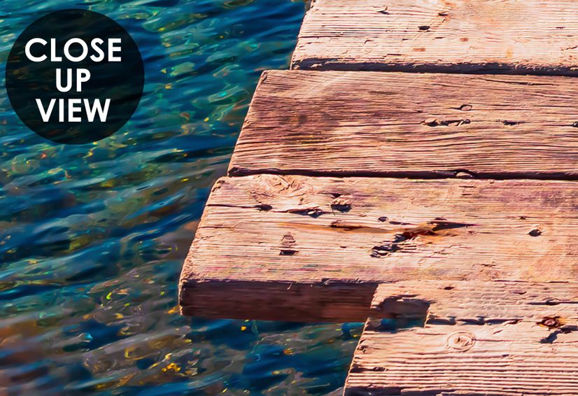 Realistic Sea Landscape with Wood Bridge Wallpaper Mural