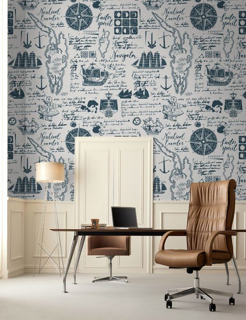 Inked Traveler Map Wallpaper Mural for Children