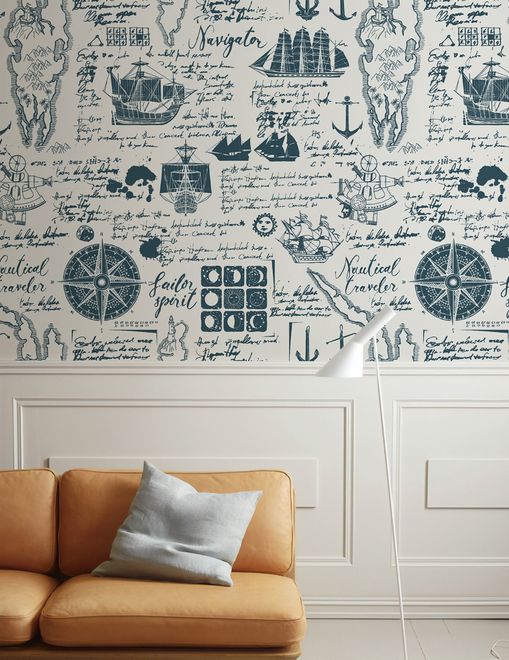 Inked Traveler Map Wallpaper Mural for Children