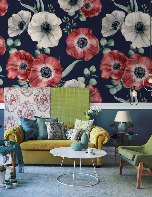Corn Poppy Floral Wallpaper Mural