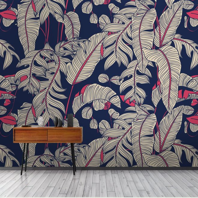 Dark Palm Leaf Wallpaper Mural