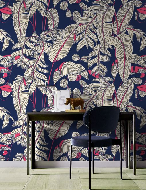 Dark Palm Leaf Wallpaper Mural