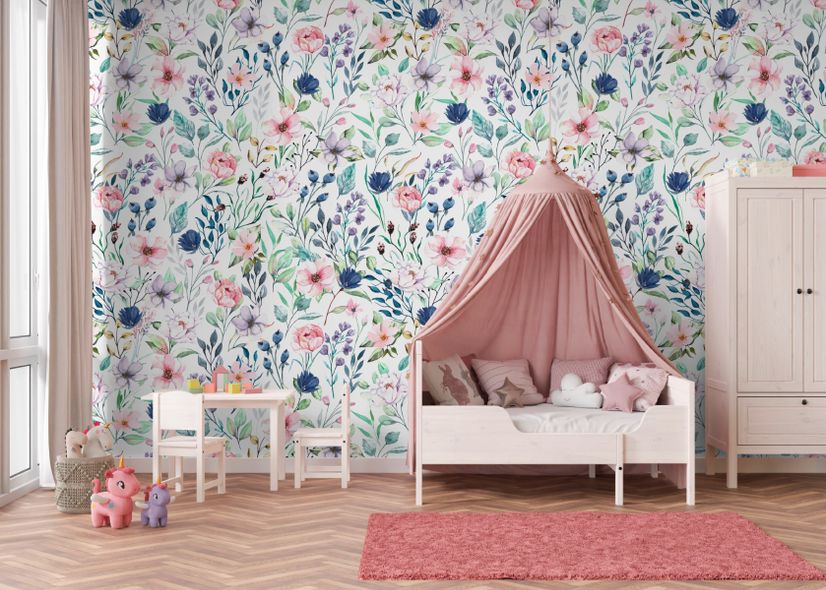 Watercolor Spring Floral Wallpaper Mural
