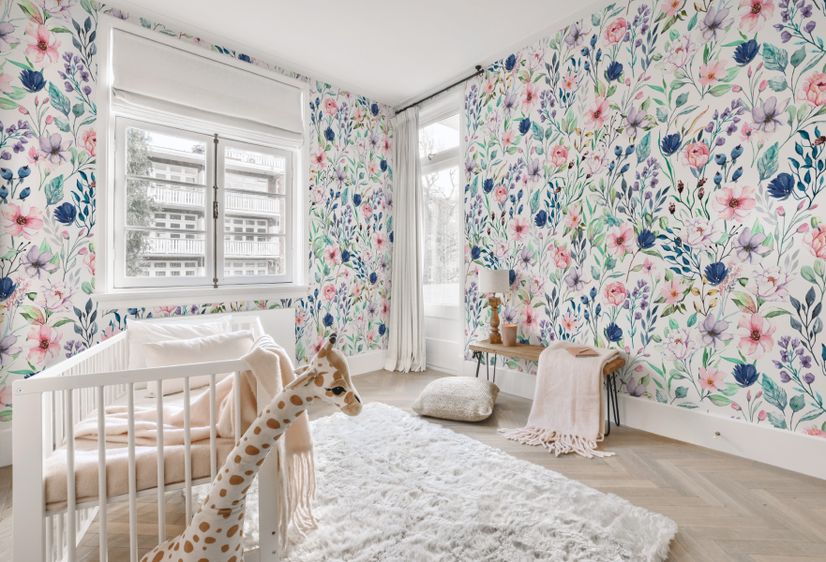 Watercolor Spring Floral Wallpaper Mural